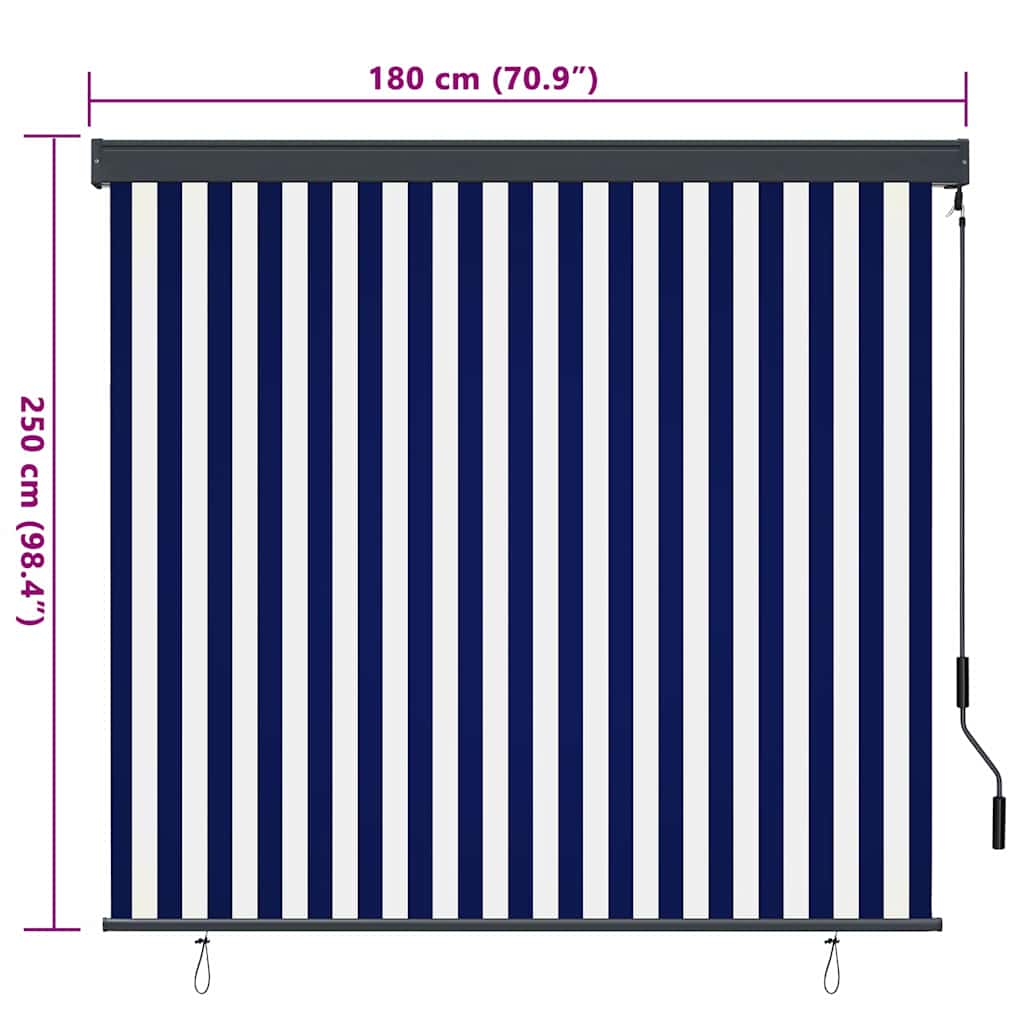 Roletta Kék és Fehér 180 x 250 cm Szövet és Alumínium