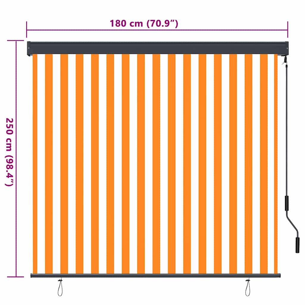 Roletta Fehér és Narancssárga 180 x 250 cm Szövet és Alumínium