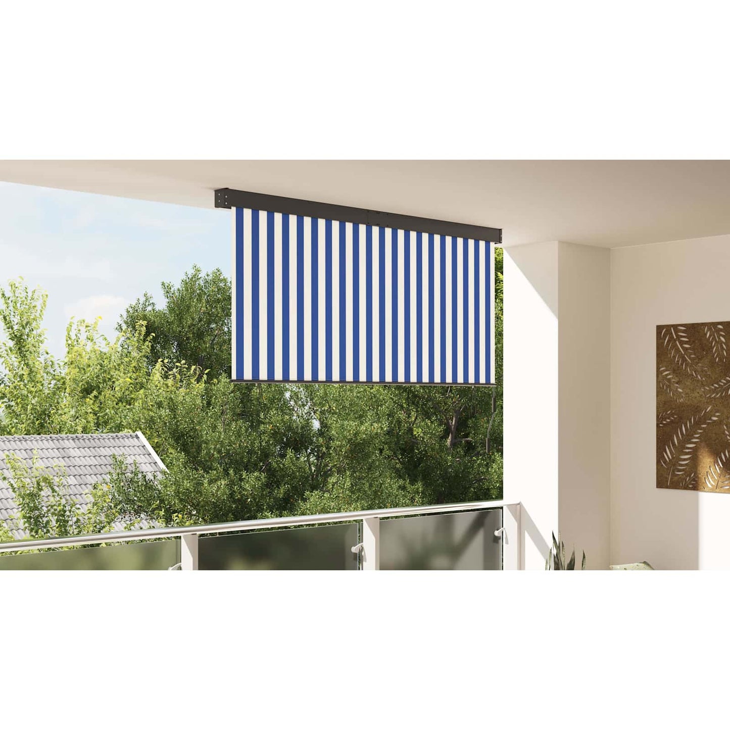 Roletta Kék és Fehér 200 x 250 cm Szövet és Alumínium