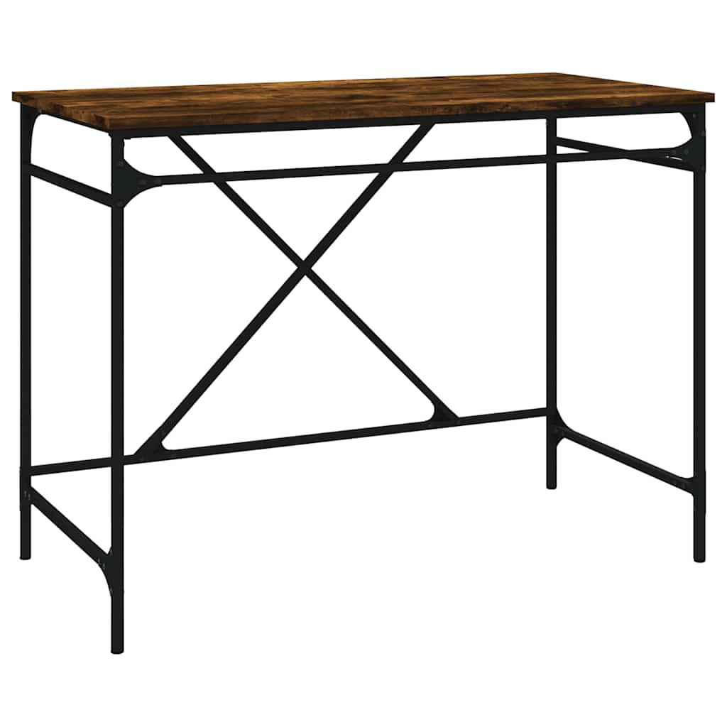 füstös tölgy színű szerelt fa és vas íróasztal 100 x 50 x 75 cm