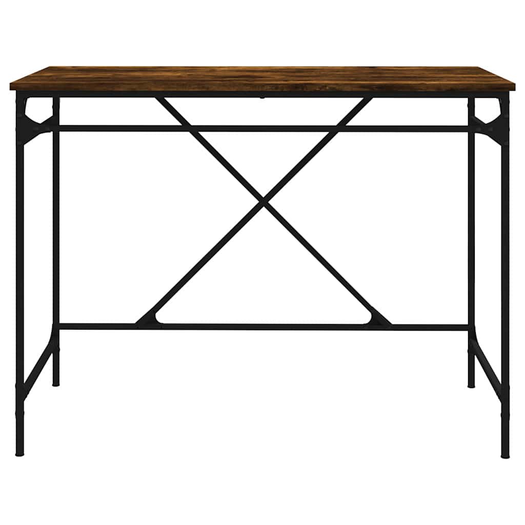 füstös tölgy színű szerelt fa és vas íróasztal 100 x 50 x 75 cm