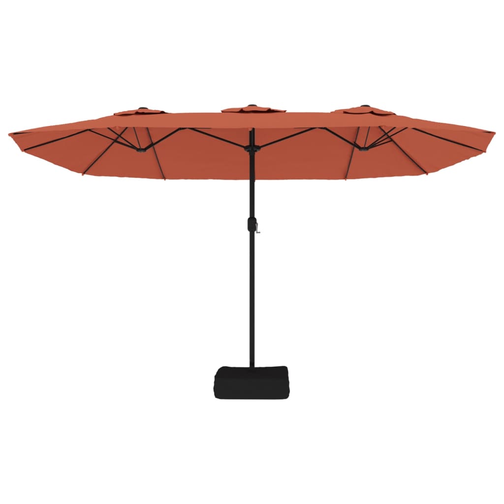 terrakotta dupla tetős LED-es napernyő 449x265 cm
