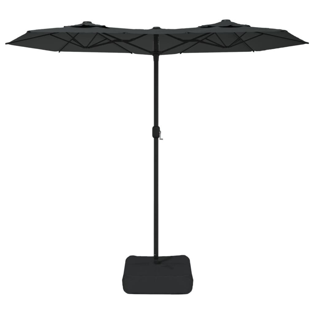 antracitszürke dupla tetős LED-es napernyő 316x145 cm