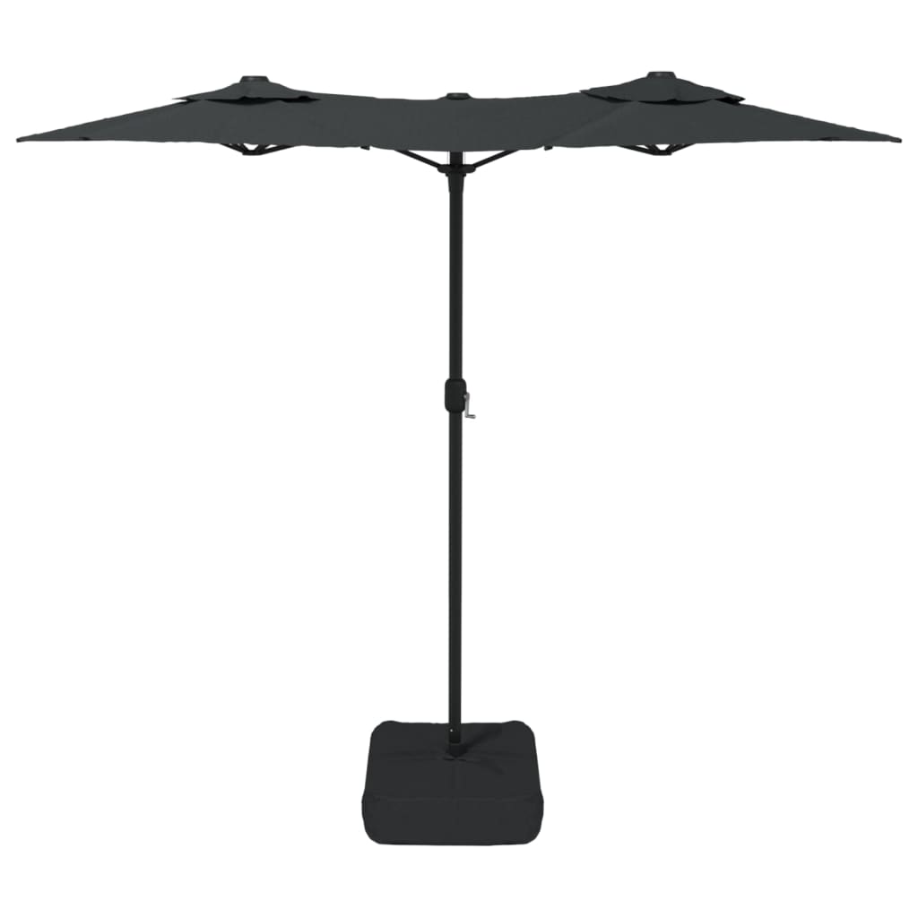 antracitszürke dupla tetős LED-es napernyő 316x145 cm