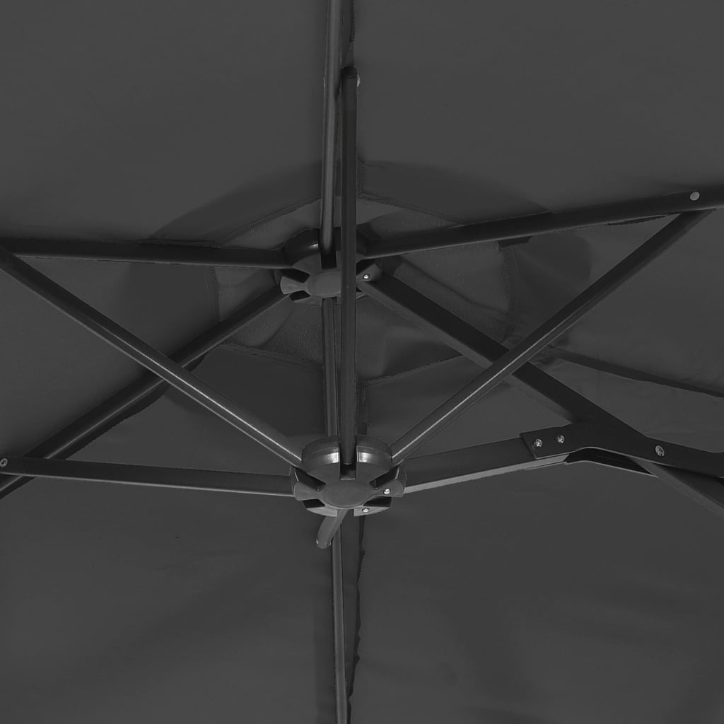 antracitszürke dupla tetős LED-es napernyő 316x145 cm