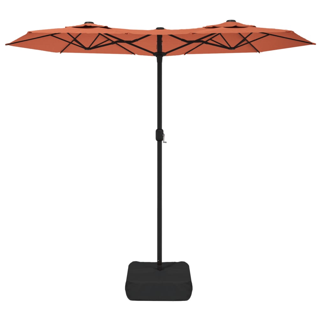 terrakotta dupla tetős LED-es napernyő 316x145 cm