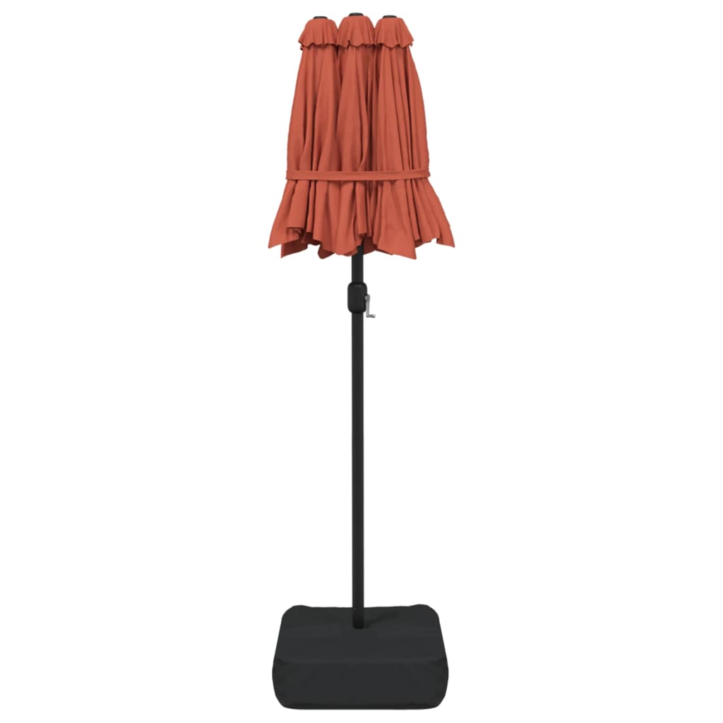 terrakotta dupla tetős LED-es napernyő 316x145 cm