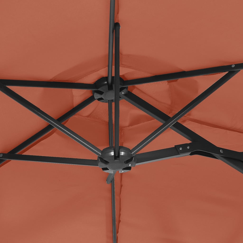 terrakotta dupla tetős LED-es napernyő 316x145 cm