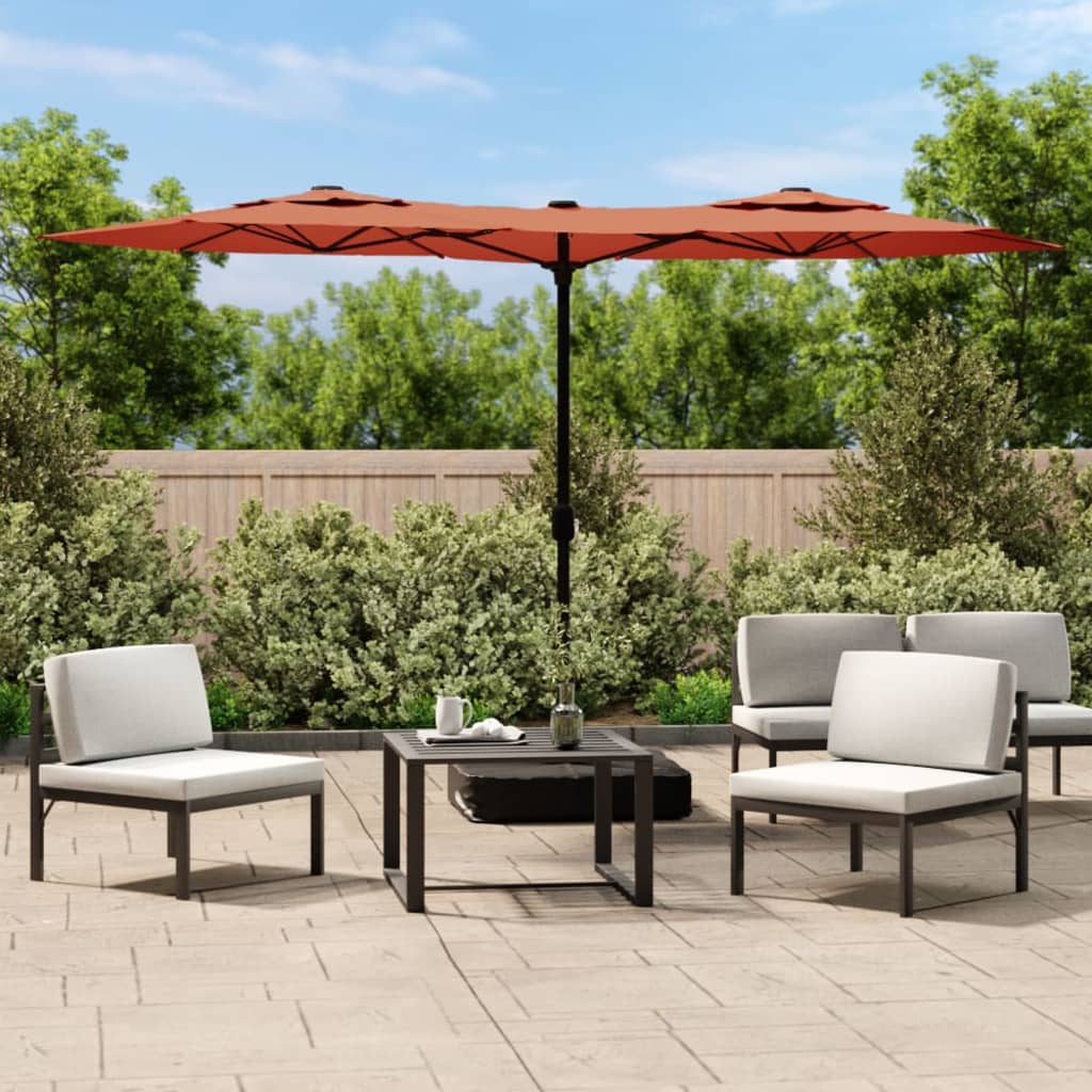 terrakotta dupla tetős LED-es napernyő 316x145 cm