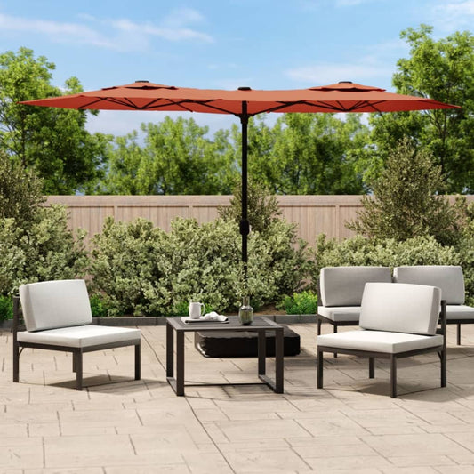 terrakotta dupla tetős LED-es napernyő 316x145 cm