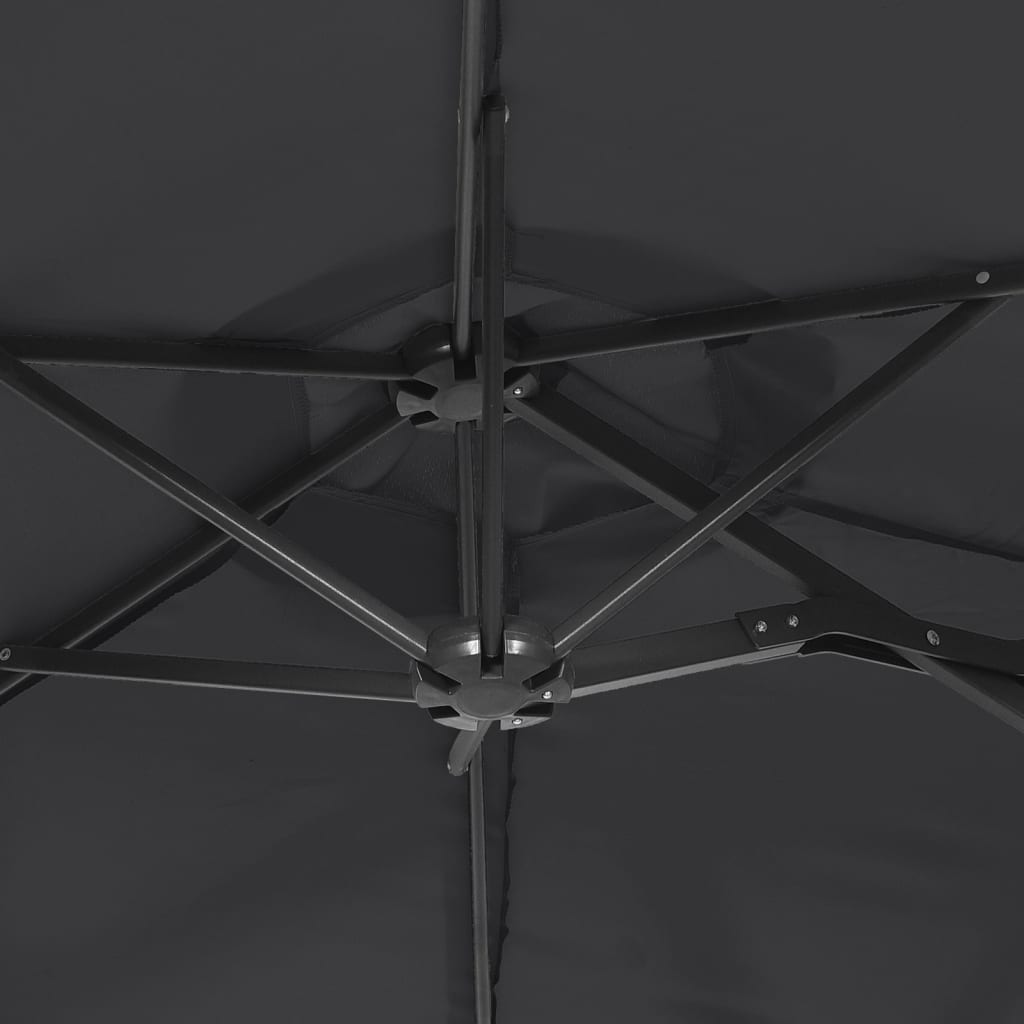 fekete dupla tetős napernyő LED-ekkel 316x145 cm