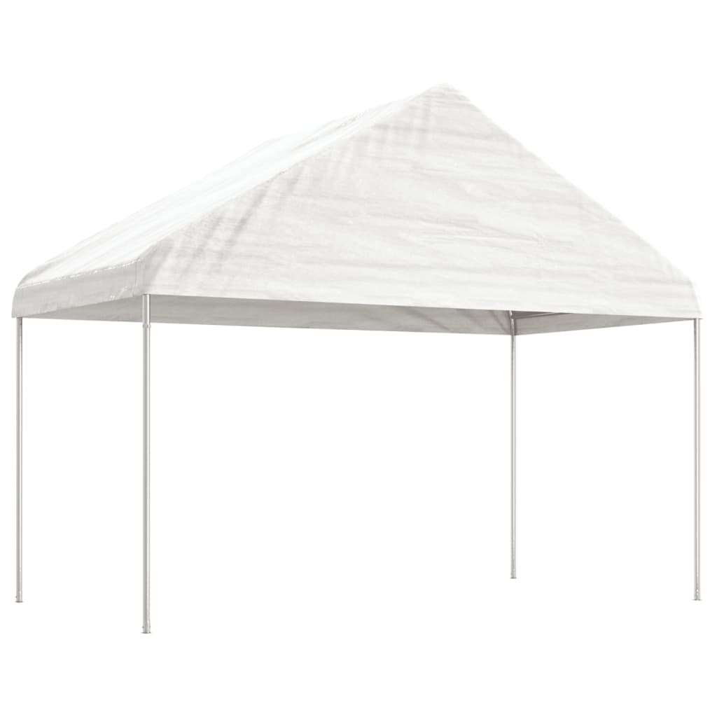 fehér polietilén pavilon tetővel 6,69 x 4,08 x 3,22 m