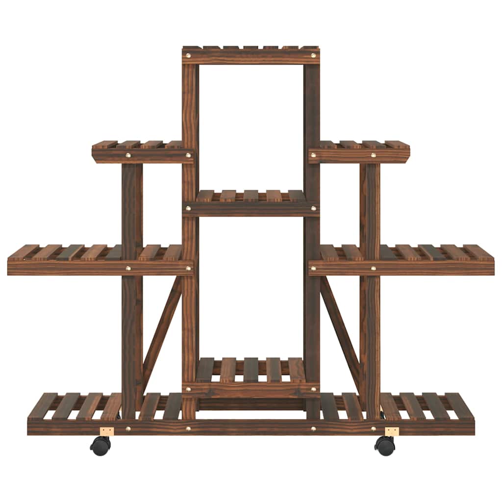 tömör fenyőfa virágtartó állvány kerekekkel 110 x 25 x 101 cm