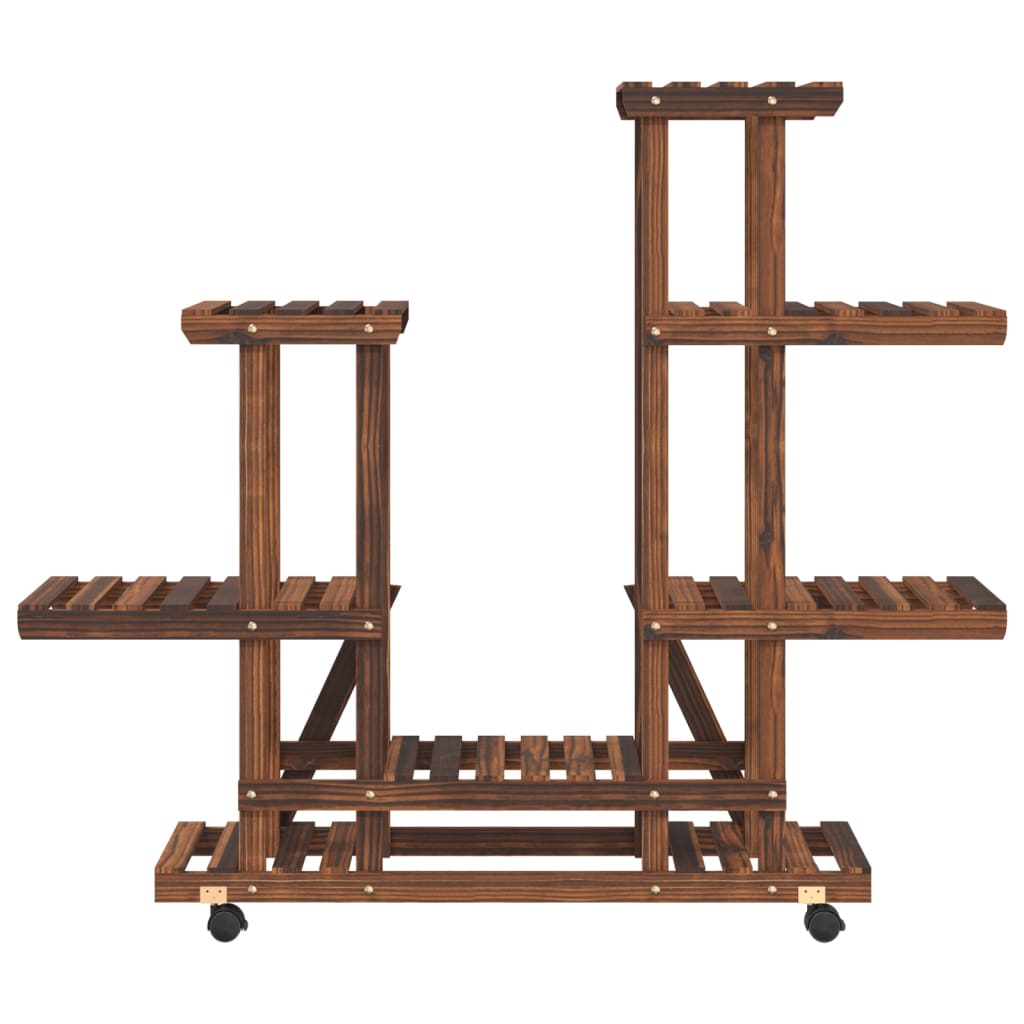 tömör fenyőfa virágtartó állvány kerekekkel 95 x 25 x 101 cm