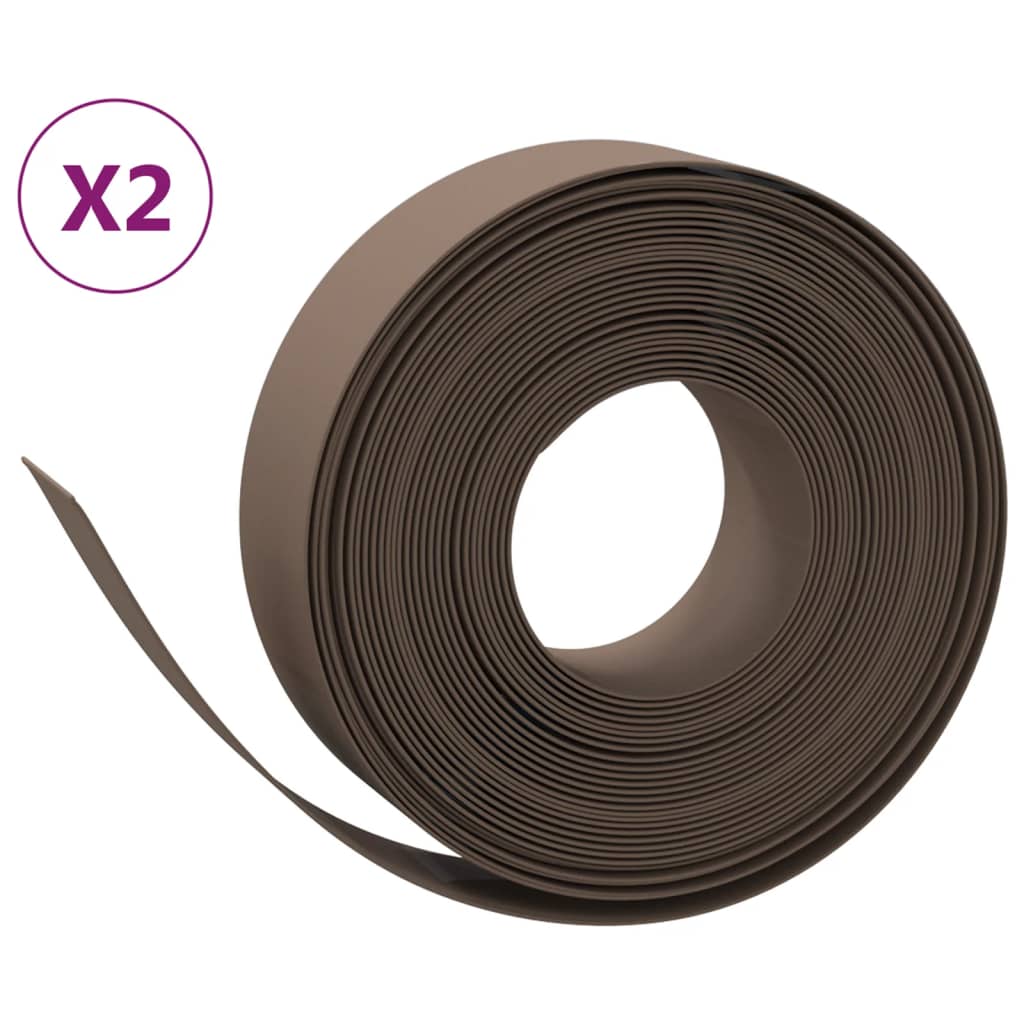 2 db barna polietilén kerti szegély 10 m x 15 cm