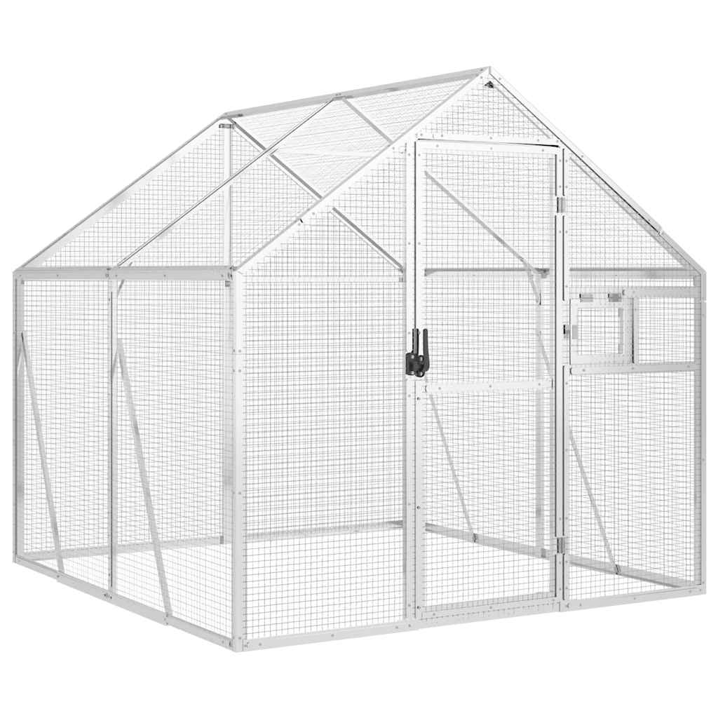 ezüstszínű alumínium madárház 1,79 x 2 x 1,85 m