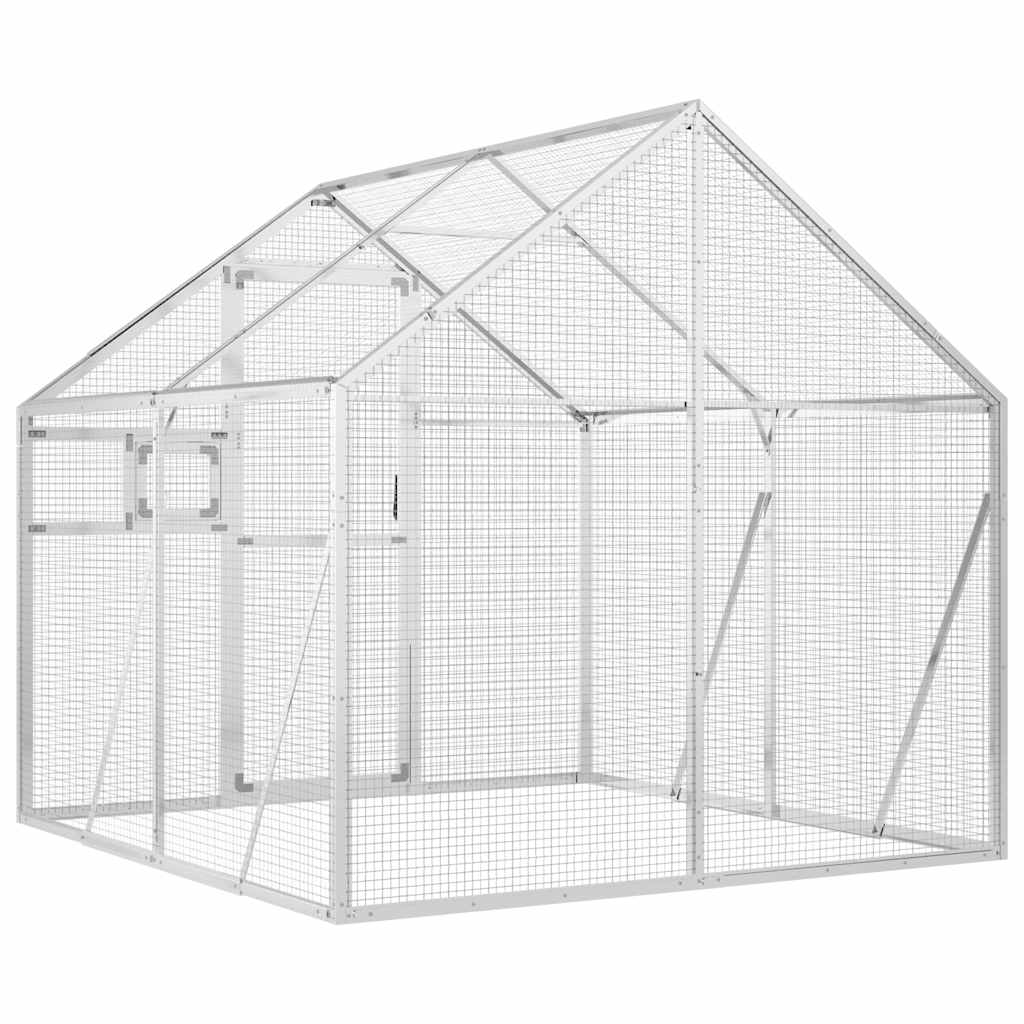 ezüstszínű alumínium madárház 1,79 x 2 x 1,85 m