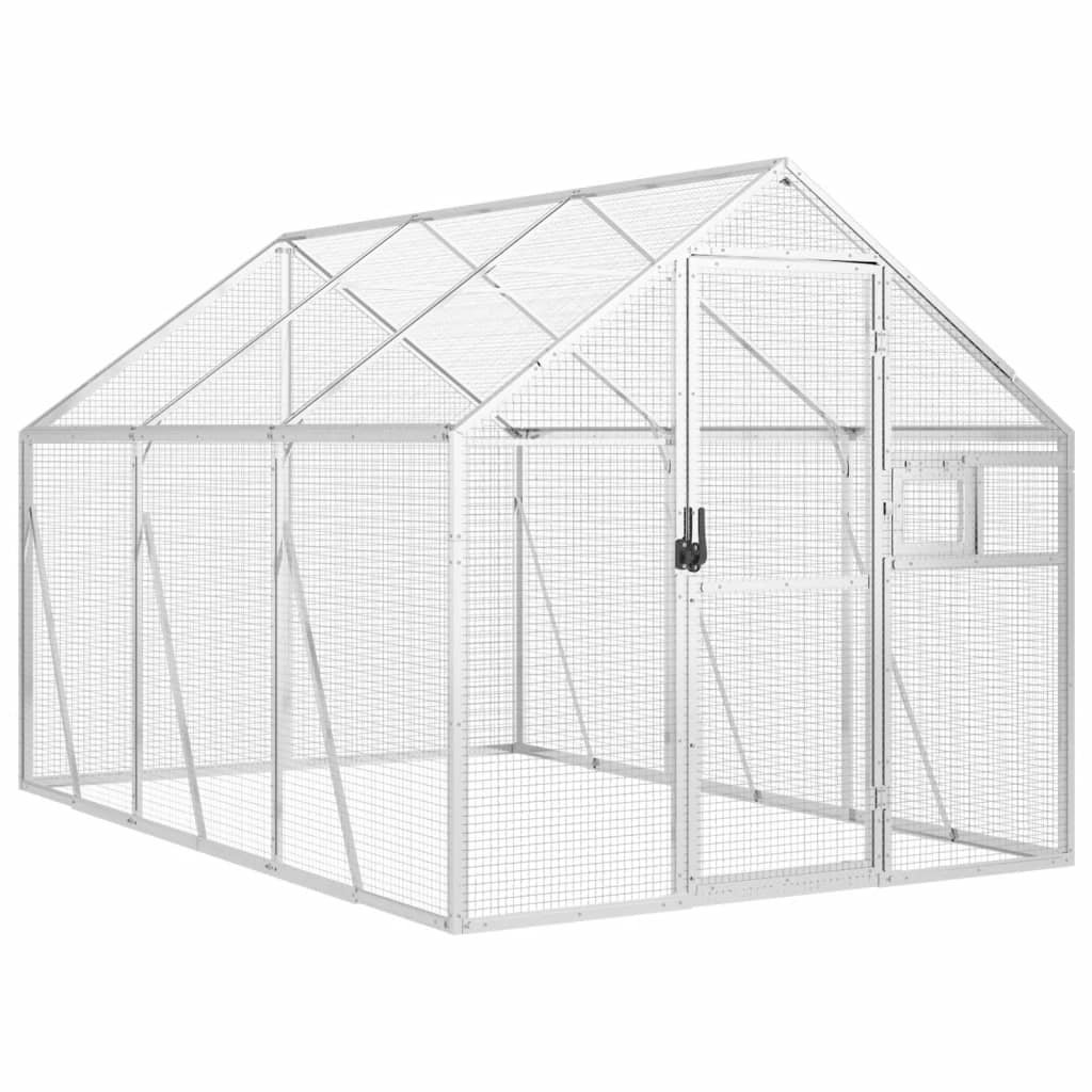 ezüstszínű alumínium madárház 1,79 x 3 x 1,85 m