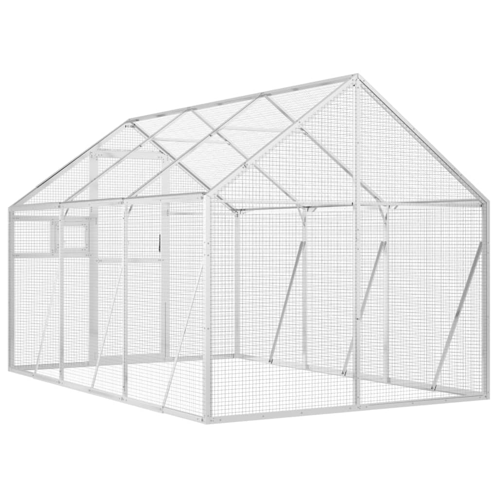 ezüstszínű alumínium madárház 1,79 x 3 x 1,85 m