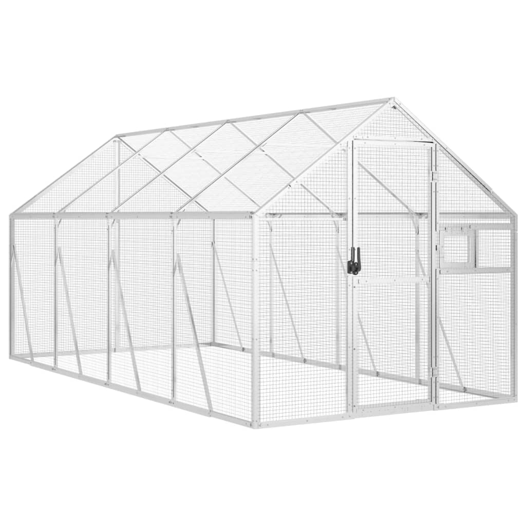 ezüstszínű alumínium madárház 1,79 x 4 x 1,85 m