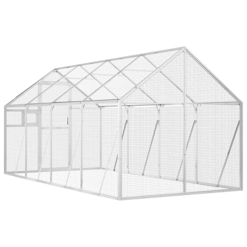 ezüstszínű alumínium madárház 1,79 x 4 x 1,85 m