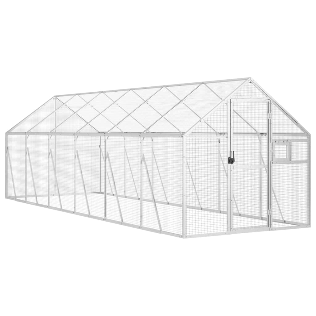 ezüstszínű alumínium madárház 1,79 x 6 x 1,85 m