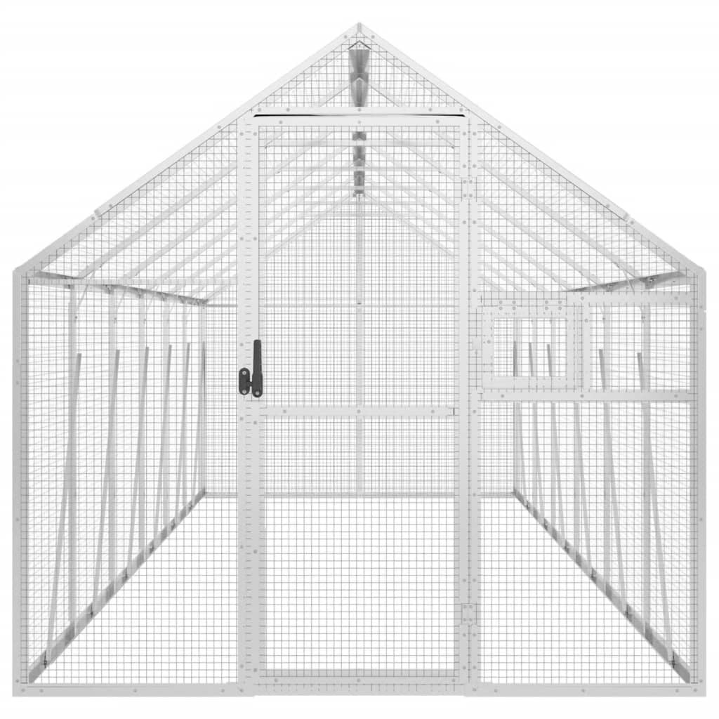 ezüstszínű alumínium madárház 1,79 x 6 x 1,85 m