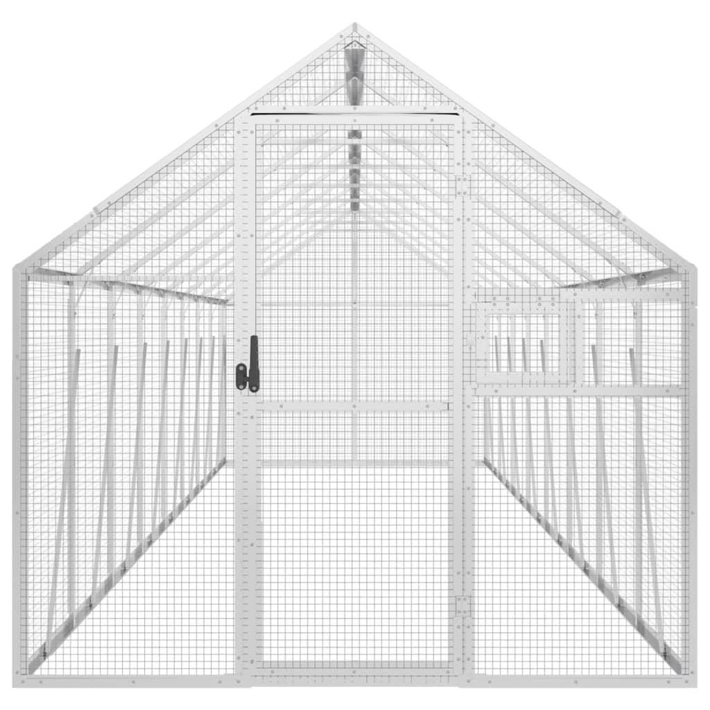 ezüstszínű alumínium madárház 1,79 x 8 x 1,85m