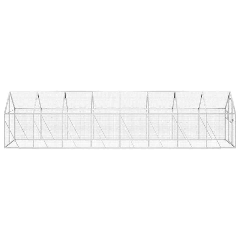 ezüstszínű alumínium madárház 1,79 x 8 x 1,85m
