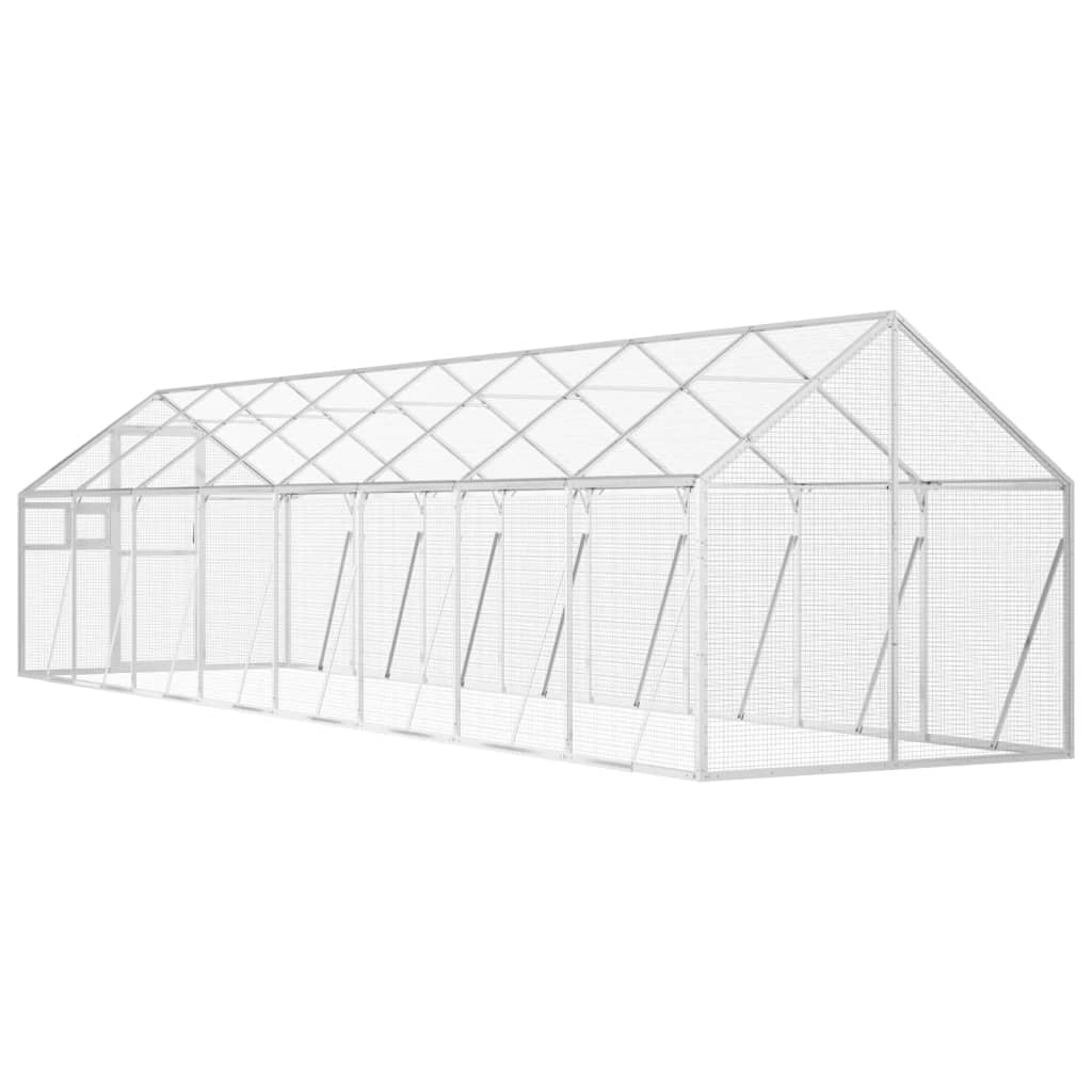 ezüstszínű alumínium madárház 1,79 x 8 x 1,85m