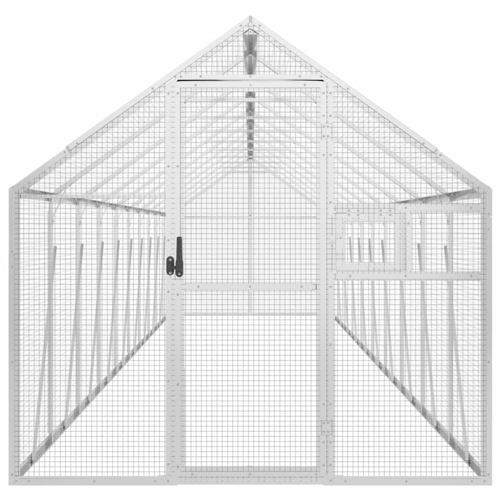 ezüstszínű alumínium madárház 1,79 x 10 x 1,85 m