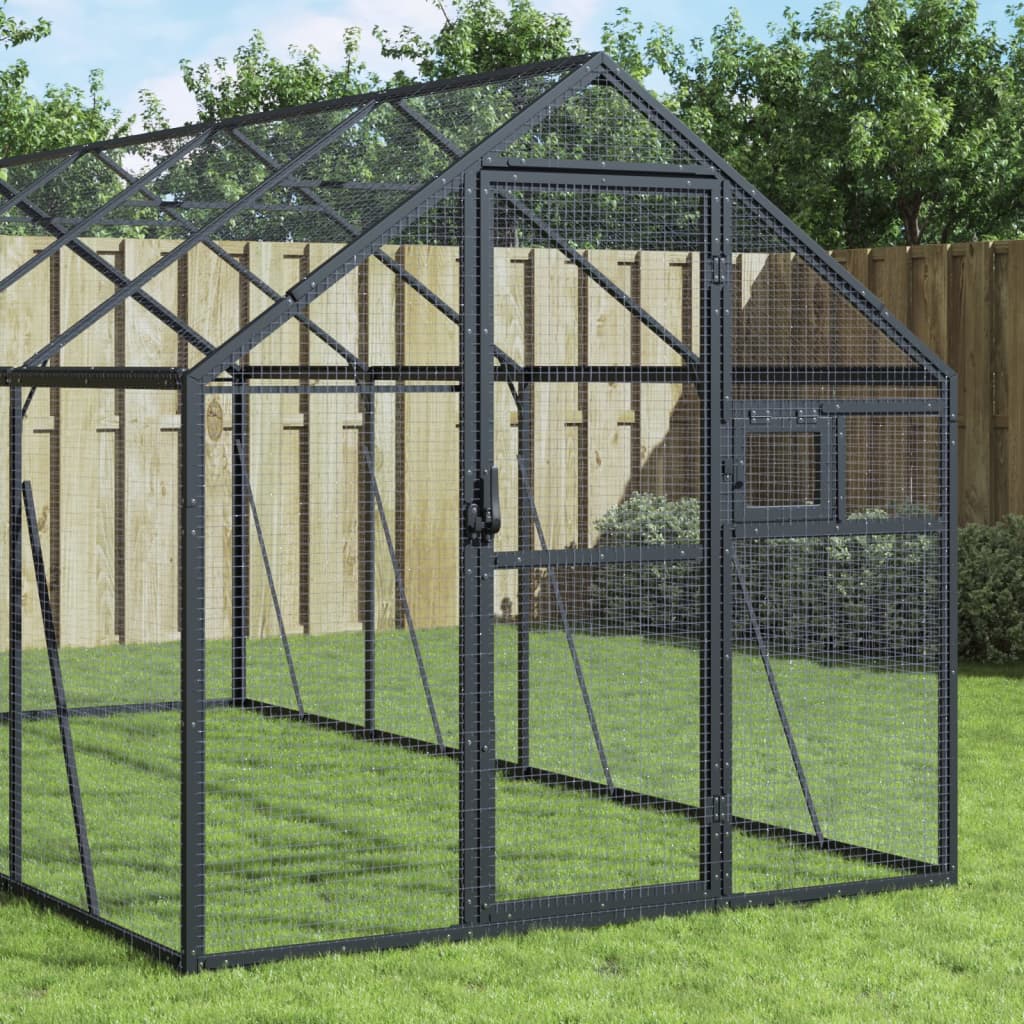 antracit alumínium madárház 1,79 x 6 x 1,85 m
