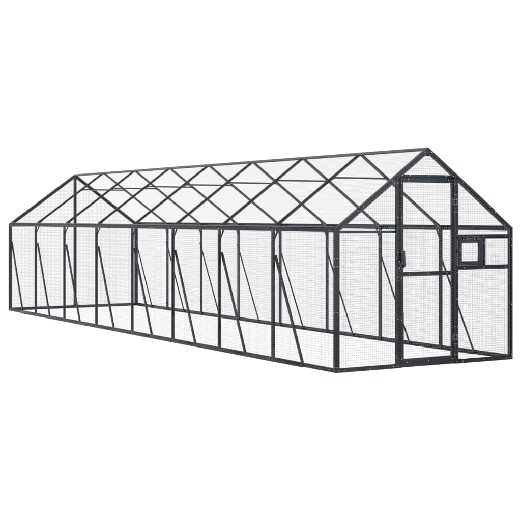 antracit alumínium madárház 1,79 x 8 x 1,85 m