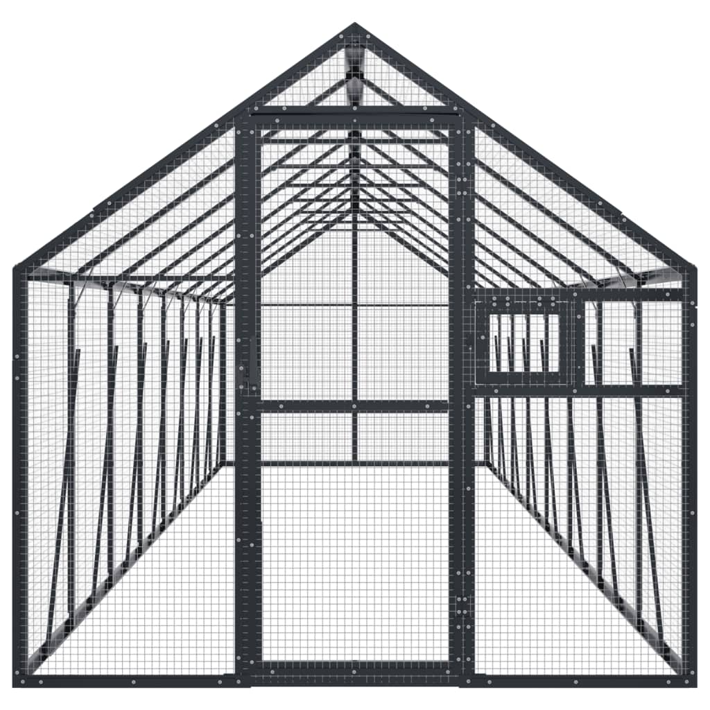 antracit alumínium madárház 1,79 x 8 x 1,85 m