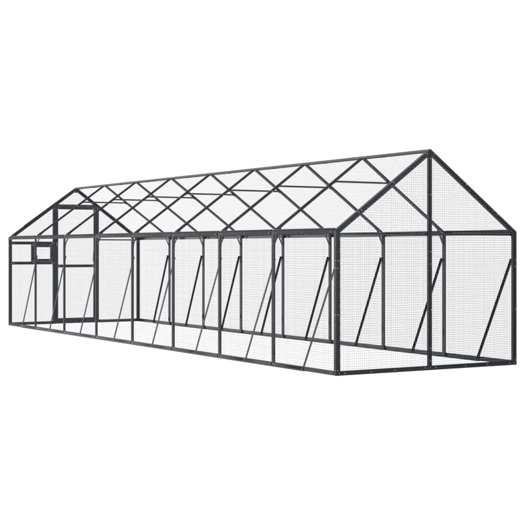antracit alumínium madárház 1,79 x 8 x 1,85 m