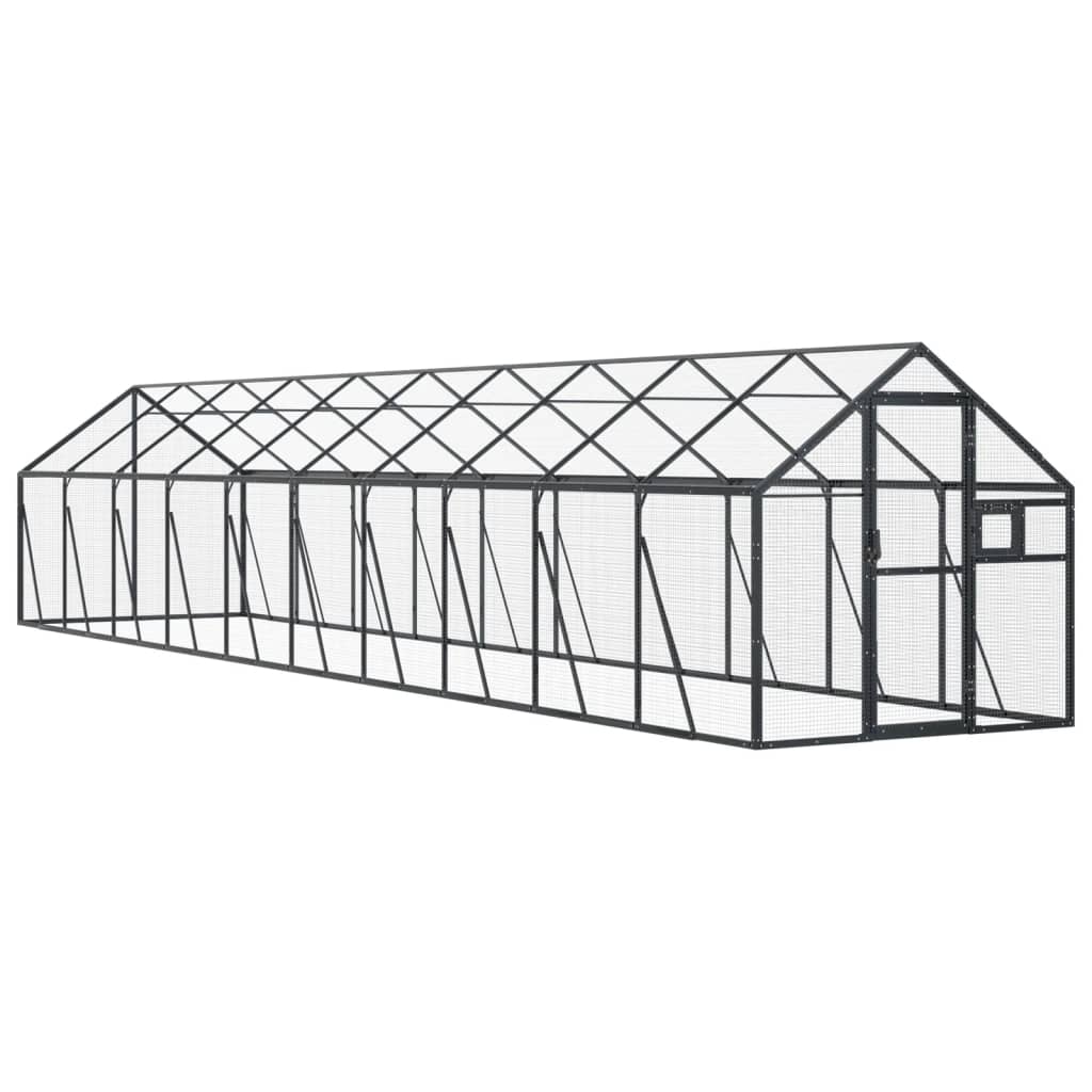 antracit alumínium madárház 1,79 x 10 x 1,85 m