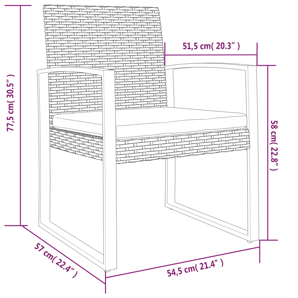 2 db barna polyrattan kerti étkezőszék