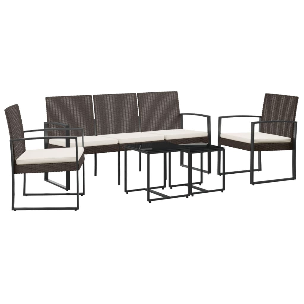 5 részes barna polyrattan kerti étkezőgarnitúra párnákkal