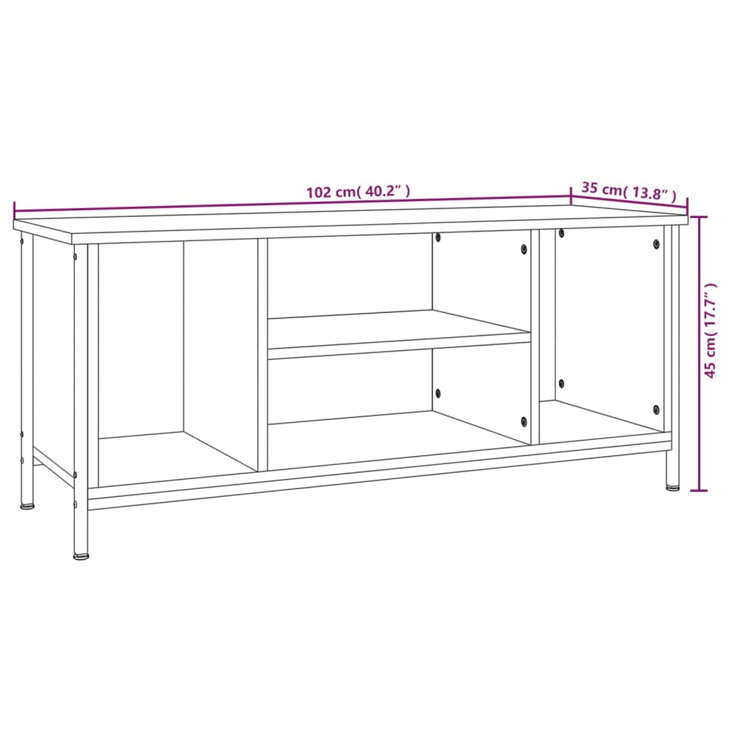 fekete szerelt fa TV-szekrény 102x35x45 cm