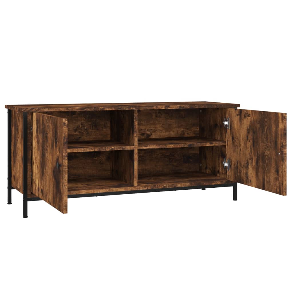füstös tölgy színű szerelt fa TV-szekrény ajtókkal 102x35x45 cm