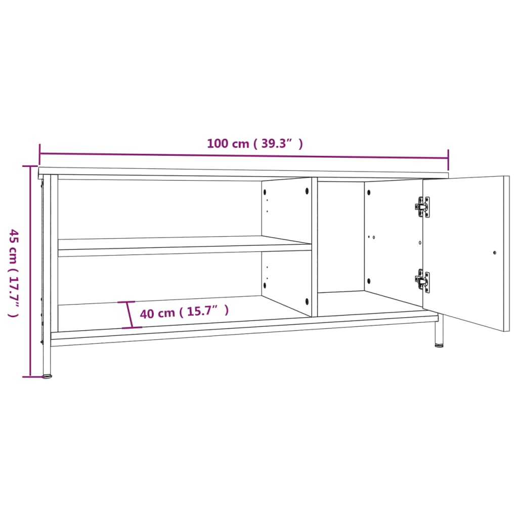 füstös tölgy színű szerelt fa TV-szekrény 100 x 40 x 45 cm
