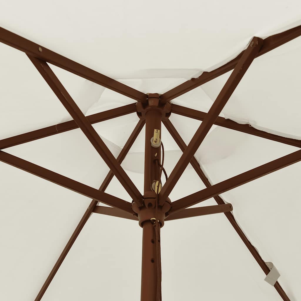 homokszínű kerti napernyő fa rúddal 196 x 231 cm