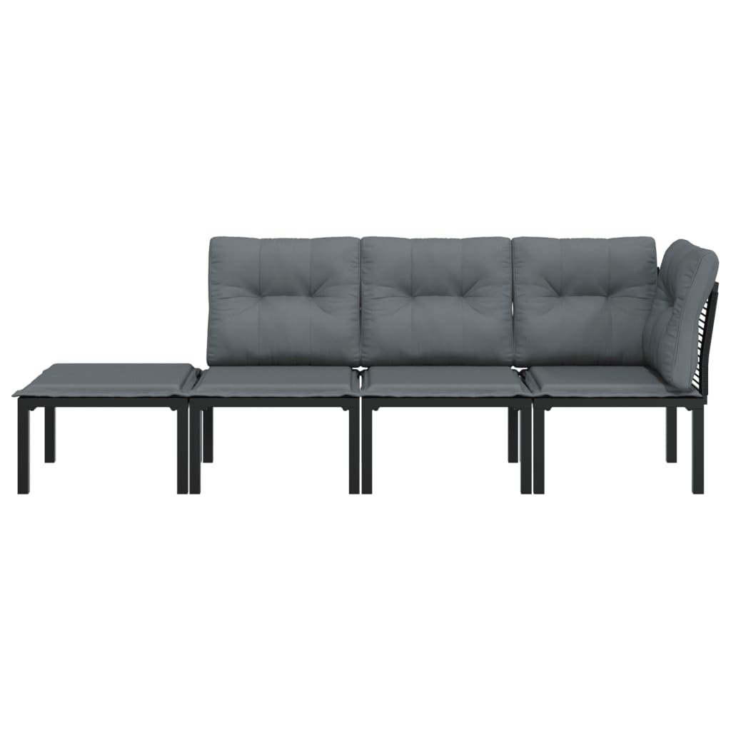 4 részes fekete és szürke polyrattan kerti ülőgarnitúra