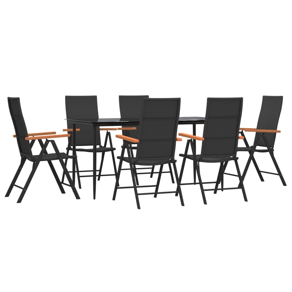 7 részes fekete-barna polyrattan kerti étkezőgarnitúra