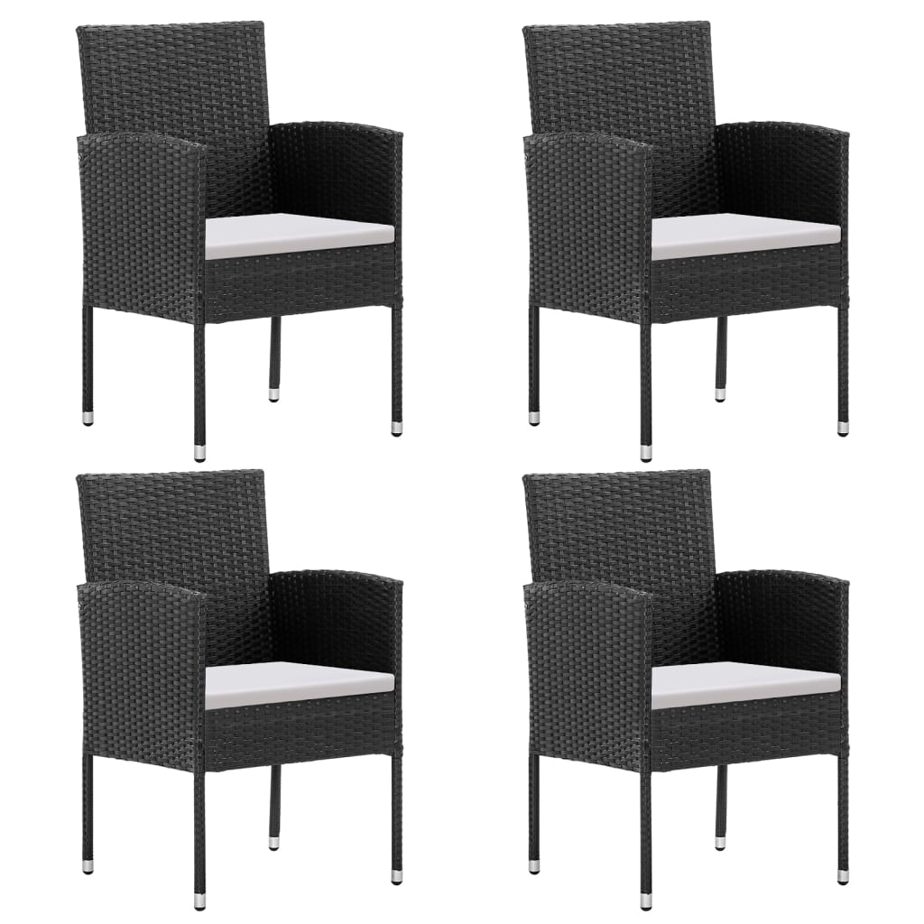 5 részes fekete polyrattan kerti étkezőgarnitúra párnákkal