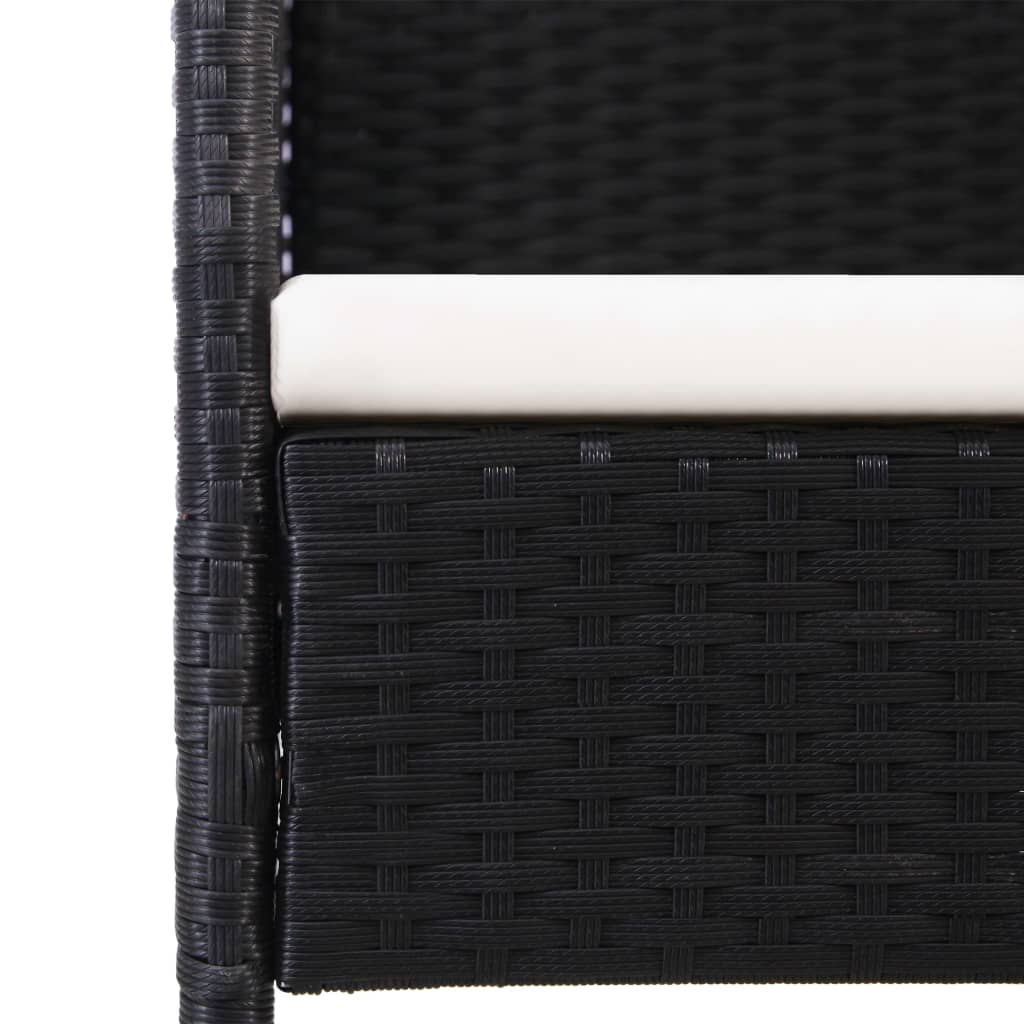 5 részes fekete polyrattan kerti étkezőgarnitúra párnákkal