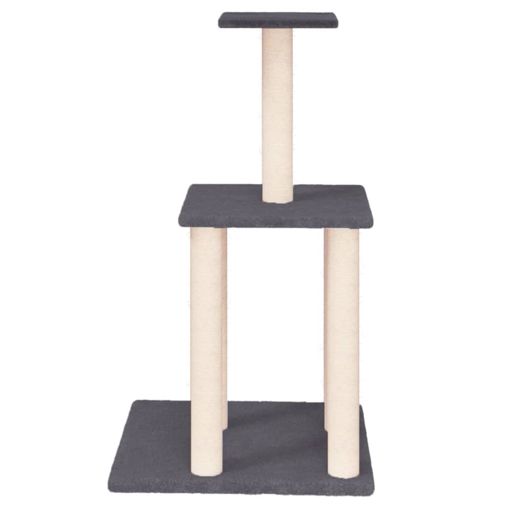 sötétszürke macskabútor szizál kaparófával 85,5 cm