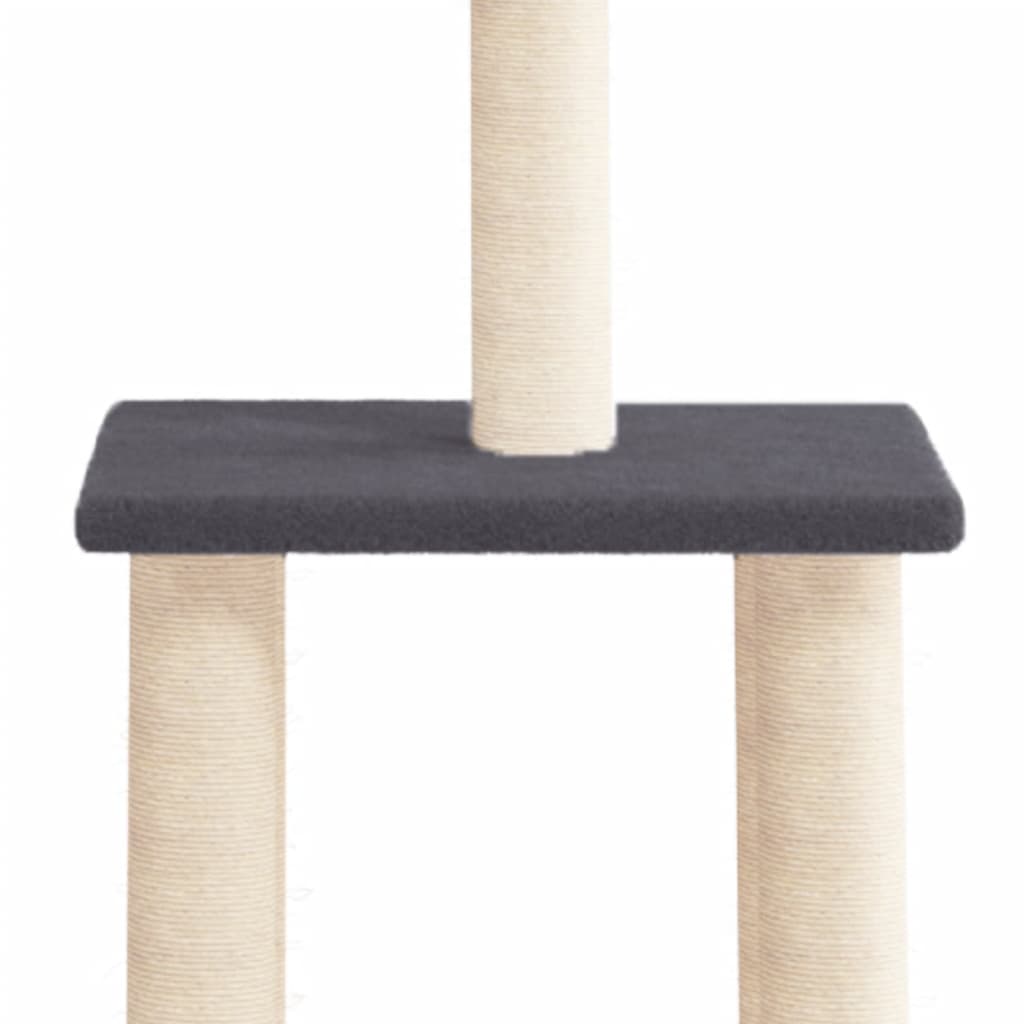 sötétszürke macskabútor szizál kaparófával 85,5 cm