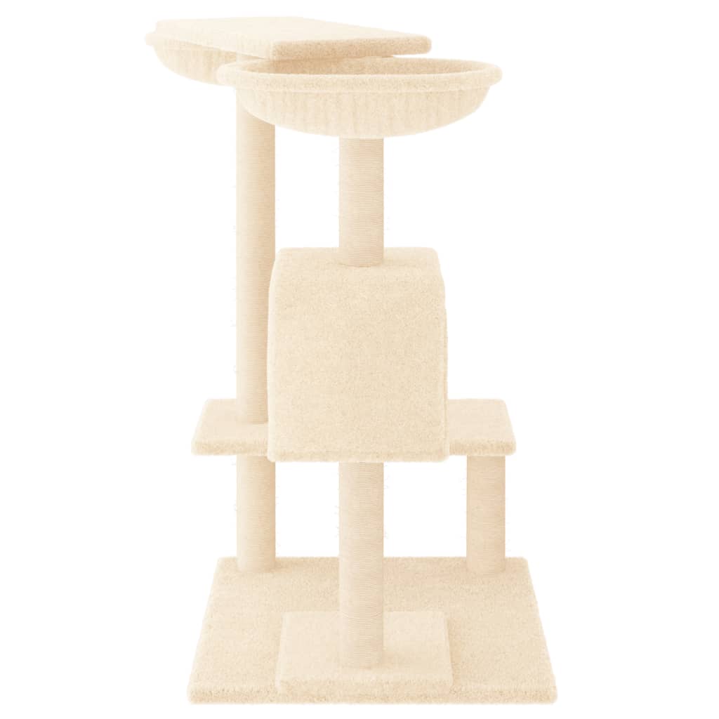 krémszínű macskabútor szizál kaparófákkal 82 cm