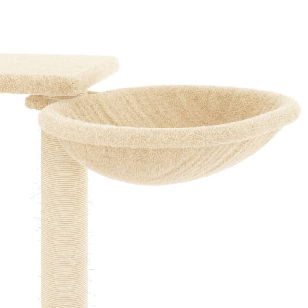 krémszínű macskabútor szizál kaparófákkal 82 cm